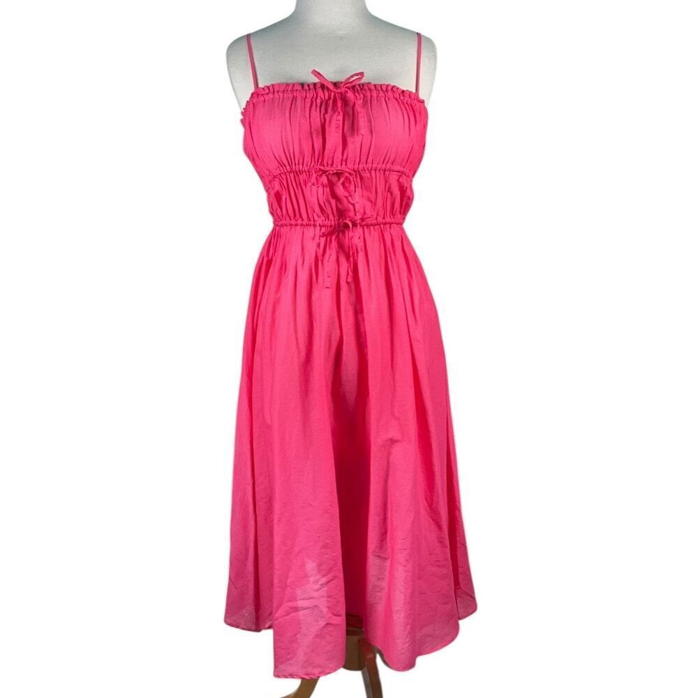 J.Crew Pink Cotton Midi Sundress NWT Small Tie Waist Spaghetti Strap Coquette